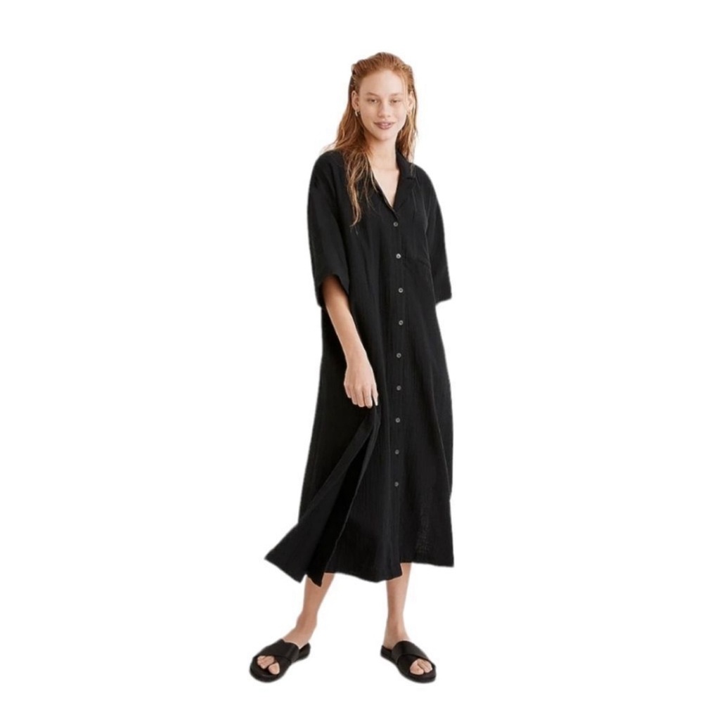 Madewell Beach Cover up Lightestspun Button Down Gauze Maxi Shirtdress sz XS